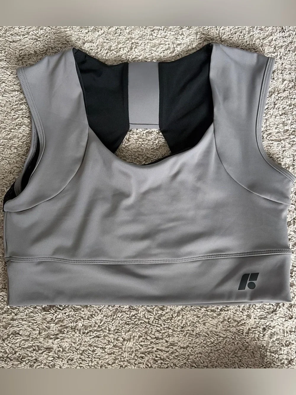 Grey Athletic Crop Top with Back Cutout